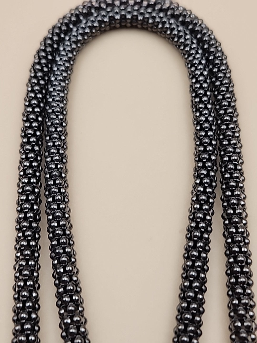 MILOR ITALY/Black Rhodium Over Sterling Silver 30"-32" Popcorn Necklace