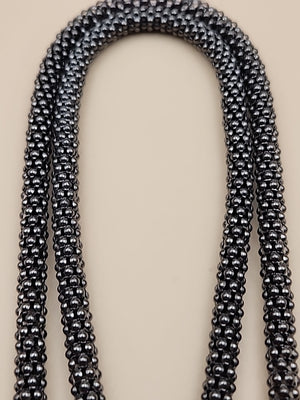 MILOR ITALY/Black Rhodium Over Sterling Silver 30"-32" Popcorn Necklace