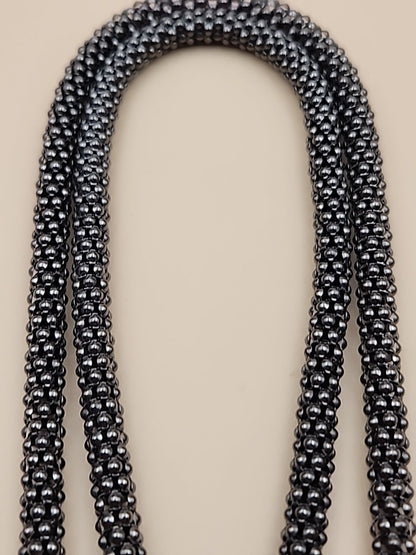 MILOR ITALY/Black Rhodium Over Sterling Silver 30"-32" Popcorn Necklace