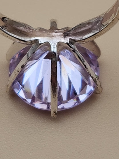 Lavender Cubic Zirconia/Portuguese Cut Solitaire/Sterling Silver  Ring Size 4.75