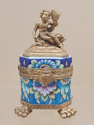LIMOGES Peint A La Main #2559 Of 3400 Limited Edition Gilt Bronze Trinket Box