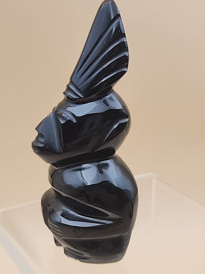 Gold Sheen Obsidian Hand Carved Mayan Aztec Statue
