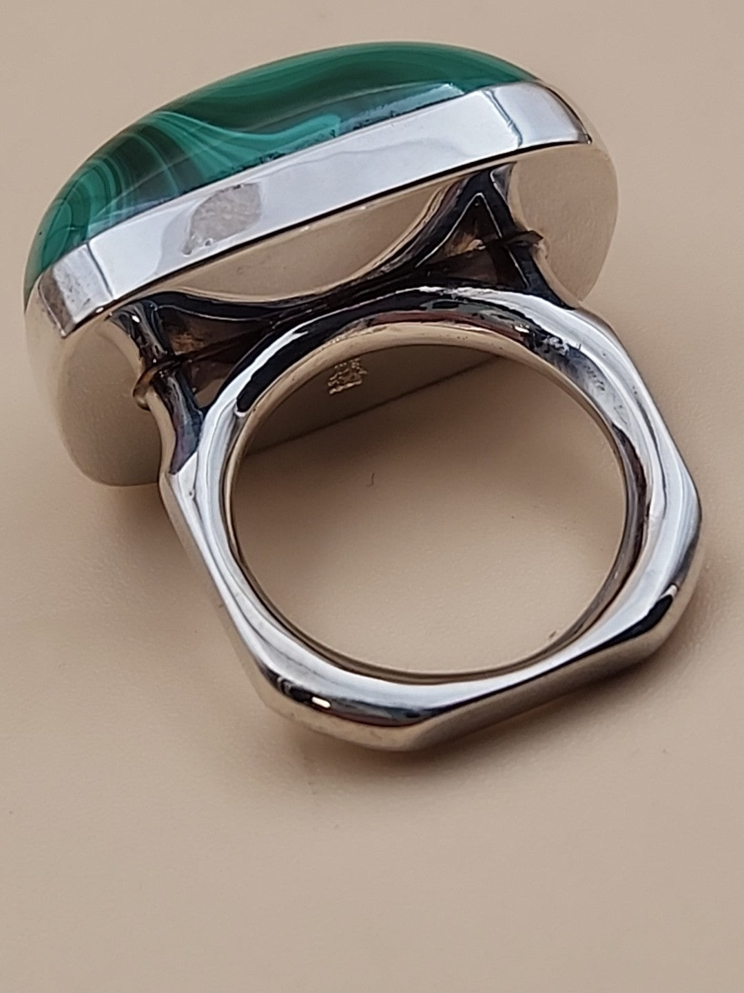 DESERT ROSE TRADING Chunky Square Congo Malachite/Sterling Silver Ring Size 7