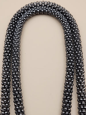 MILOR ITALY/Black Rhodium Over Sterling Silver 30"-32" Popcorn Necklace