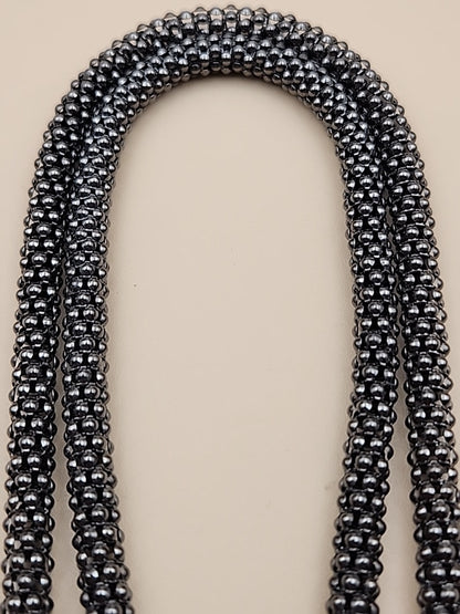 MILOR ITALY/Black Rhodium Over Sterling Silver 30"-32" Popcorn Necklace