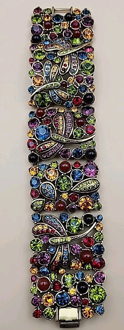 HEIDI DAUS Multi Color Faceted Swarovski Crystal/Dragonfly Panel Bracelet