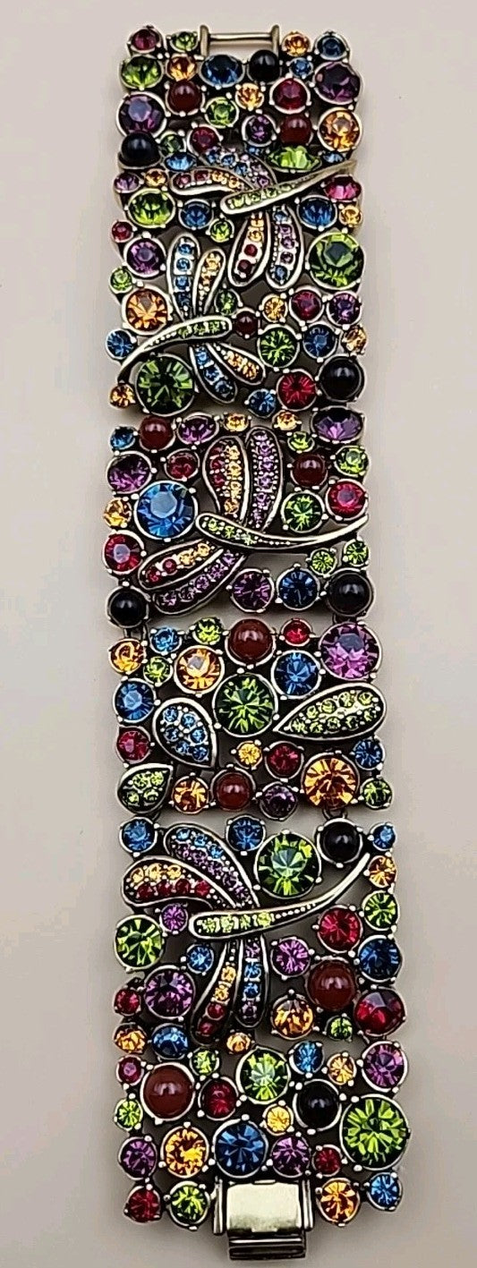 HEIDI DAUS Multi Color Faceted Swarovski Crystal/Dragonfly Panel Bracelet