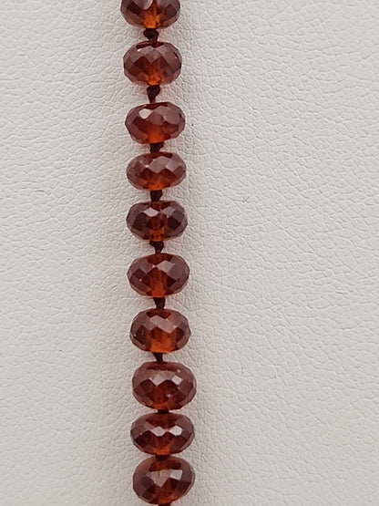 Faceted Rondele Hessonite Garnet Vermeil Graduated Vintage 26" Necklace
