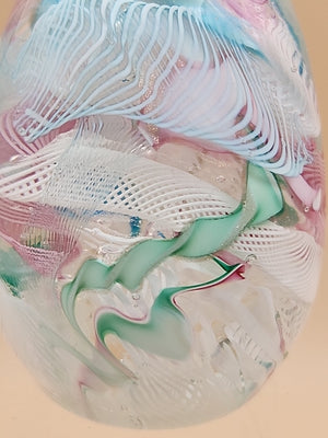 MURANO Italy Fratelli Toso Latticino Millefiori Scramble Pastel Egg Paperweight