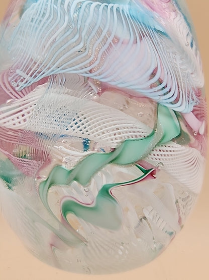 MURANO Italy Fratelli Toso Latticino Millefiori Scramble Pastel Egg Paperweight