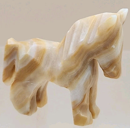 Hand Carved Mexican Marble Horse/Donkey Vintage 1.75" Figurines Lot Of 2