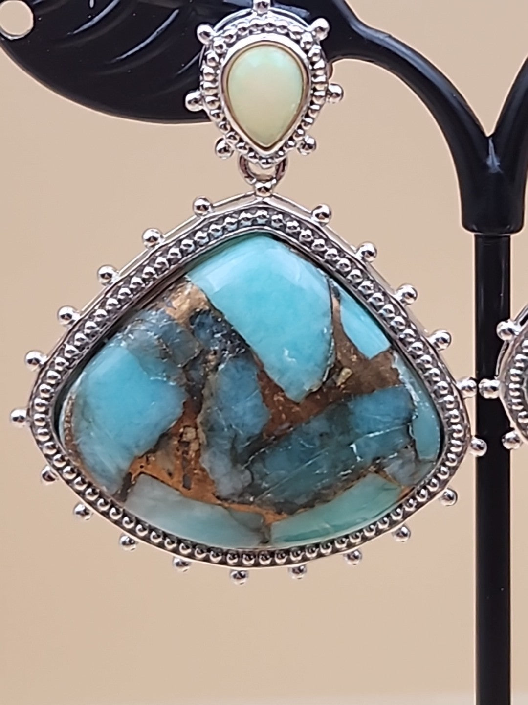 DALLAS PRINCE Amazonite/Opal/Sterling Silver Dangle Earrings