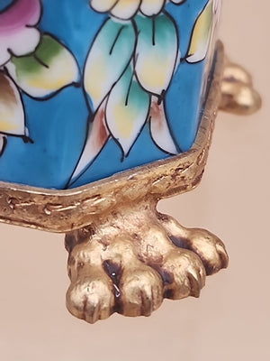 LIMOGES Peint A La Main #2559 Of 3400 Limited Edition Gilt Bronze Trinket Box