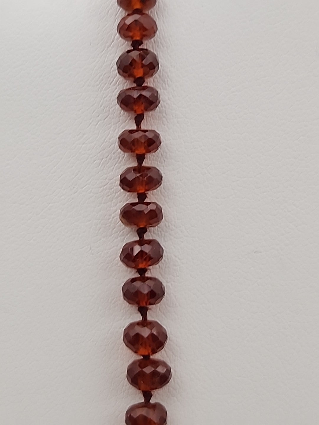 Faceted Rondele Hessonite Garnet Vermeil Graduated Vintage 26" Necklace