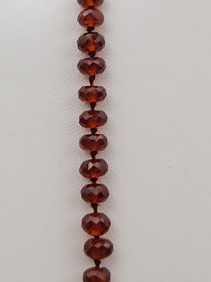Faceted Rondele Hessonite Garnet Vermeil Graduated Vintage 26" Necklace