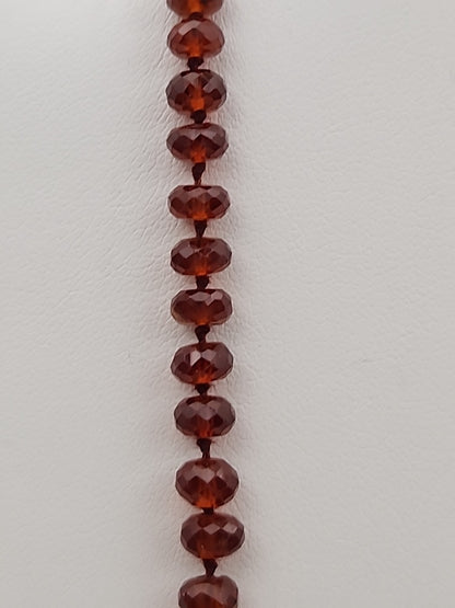 Faceted Rondele Hessonite Garnet Vermeil Graduated Vintage 26" Necklace