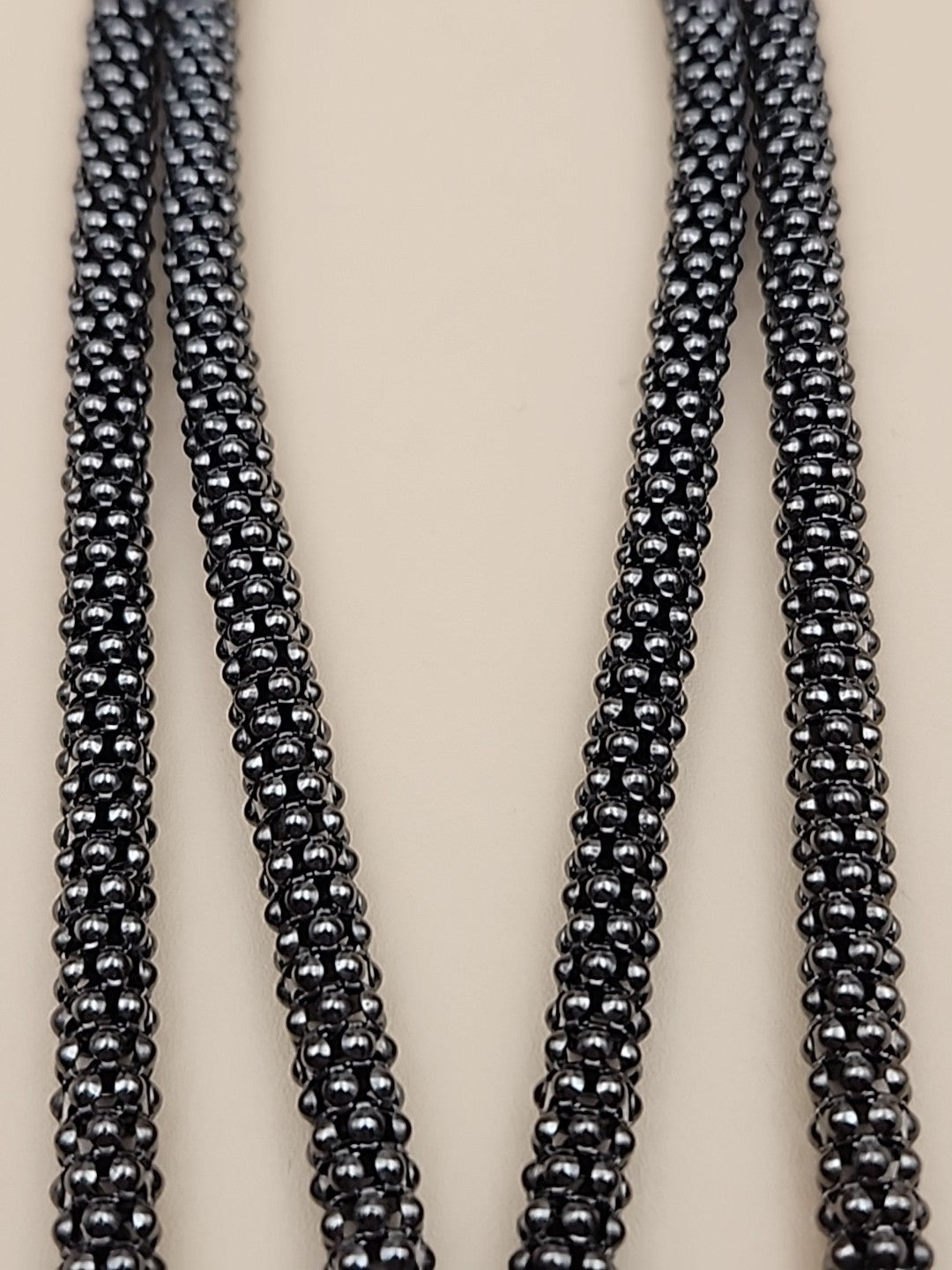MILOR ITALY/Black Rhodium Over Sterling Silver 30"-32" Popcorn Necklace