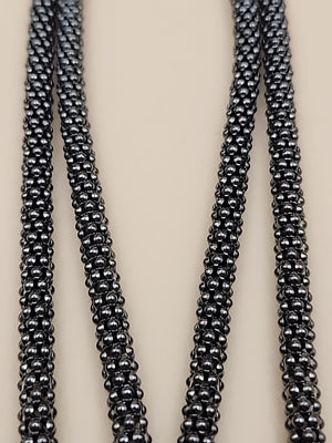MILOR ITALY/Black Rhodium Over Sterling Silver 30"-32" Popcorn Necklace