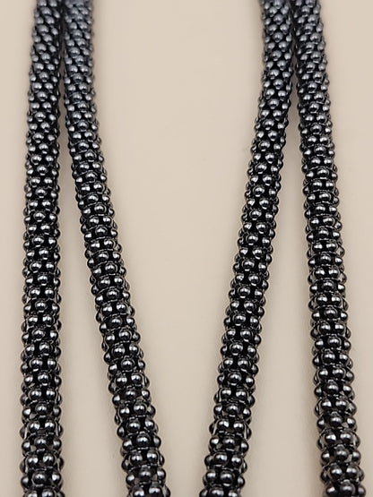 MILOR ITALY/Black Rhodium Over Sterling Silver 30"-32" Popcorn Necklace