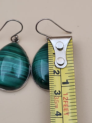 HSN Malachite/Sterling Silver Beaded Adjustable 24" Necklace & Earring Set