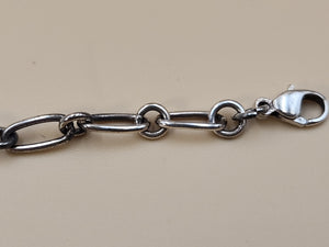 TIFFANY AND CO. 925 Silver Dbl. Dangle Heart 8" Open Link Charm Bracelet