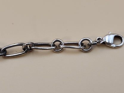 TIFFANY AND CO. 925 Silver Dbl. Dangle Heart 8" Open Link Charm Bracelet