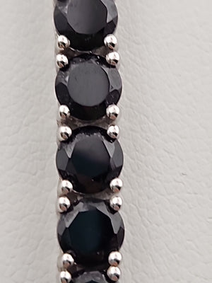 Black Onyx/Sterling Silver 18" Tennis Necklace
