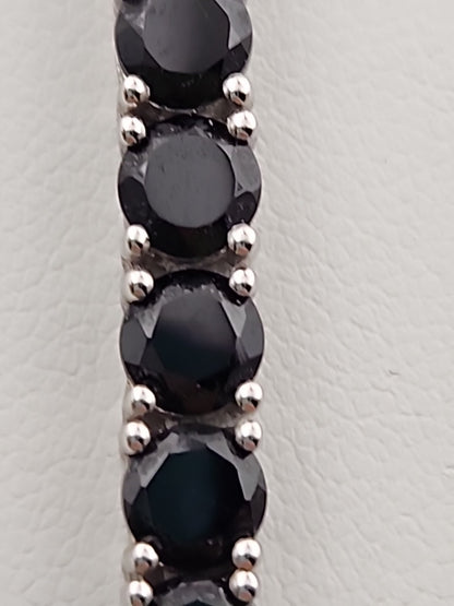 Black Onyx/Sterling Silver 18" Tennis Necklace