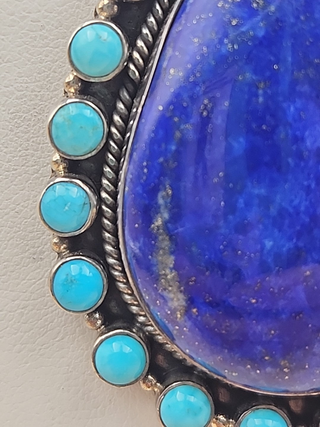 Sleeping Beauty Turquoise/Lapis Lazuli Cabochon/Sterling Silver Pendant