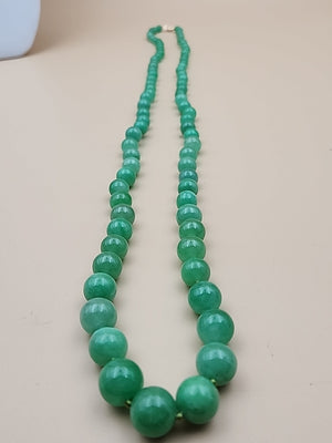 GRASSMAN-BLAKE 14k/Natural Green Onyx/Double Knotted/Graduated/Beaded Necklace