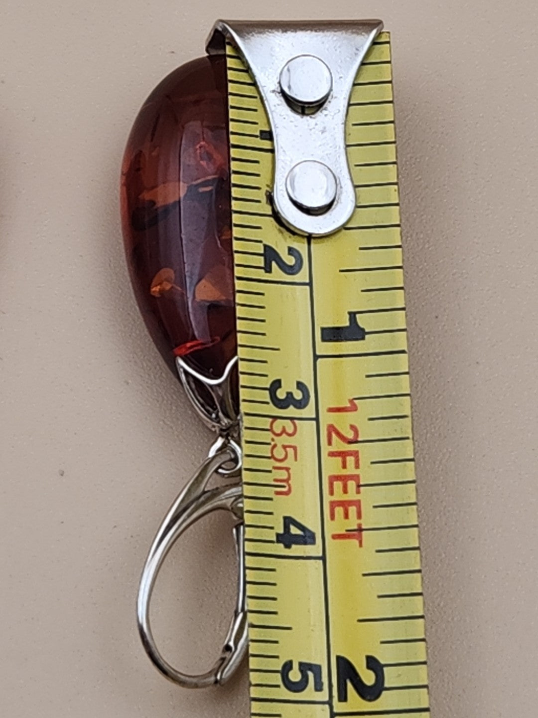 Baltic Cognac Amber/Sterling Silver 1.75" Drop/Dangle Earrings