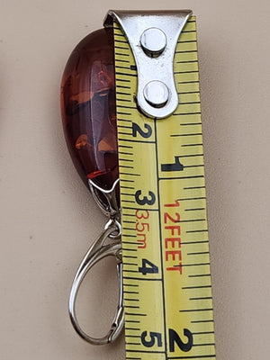 Baltic Cognac Amber/Sterling Silver 1.75" Drop/Dangle Earrings