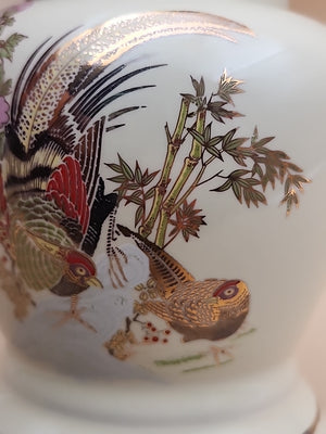 Asian Style/Hand Painted Pheasant Floral Motif/ Ginger Lamp