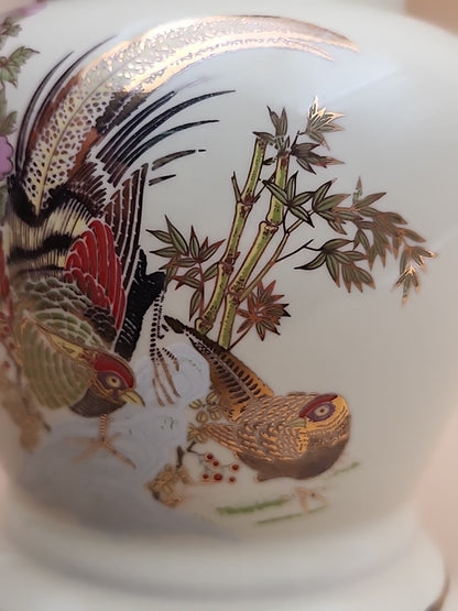 Asian Style/Hand Painted Pheasant Floral Motif/ Ginger Lamp
