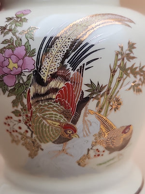 Asian Style/Hand Painted Pheasant Floral Motif/ Ginger Lamp