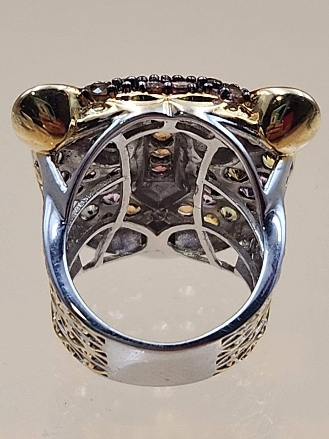 MICHAEL VALITUTTI Multi Gemstone/Sterling Silver/ Panther/Jaguar Head Ring Sz.5