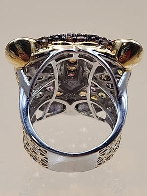 MICHAEL VALITUTTI Multi Gemstone/Sterling Silver/ Panther/Jaguar Head Ring Sz.5