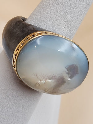 Viennesse Mother Of Pearl/14k Gold/Larkavite Stone Ring Size 9