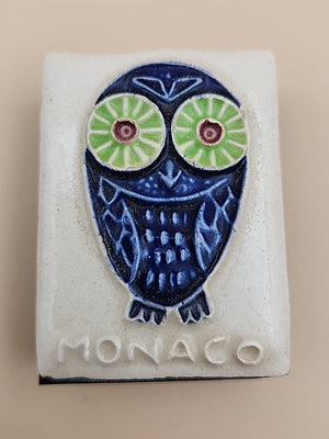 Ceramic Topped Vintage Matchbox Cover With Wood Matches From Monaco