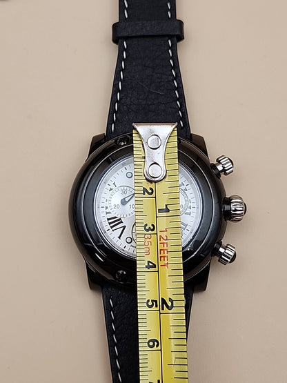 GLAM ROCK Black Leather Miami Chrono 10 ATM Model# 10164 NEW BATTERY