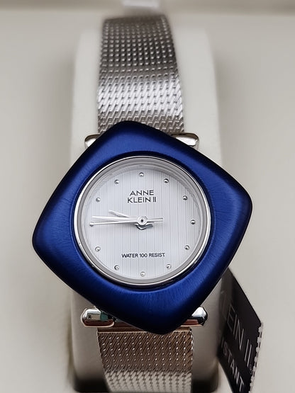 ANNE KLEIN II Vintage Interchangeable Bezel Womens Silver Tone Watch NEW BATTERY