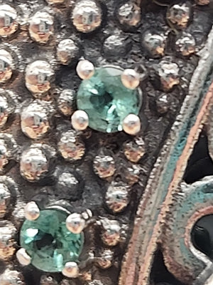 BERIA Turkish Turquoise/Mystic Topaz/Green Onyx/Sterling Silver Filagree Pendant
