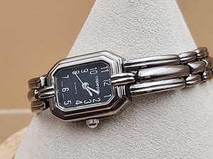 CAPEZIO 1980's Silver Tone/Black Dial Analog Watch NEW BATTERY