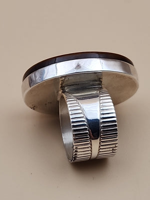 Chalcedony/Tigers Eye/Sterling Silver Ring Size 5