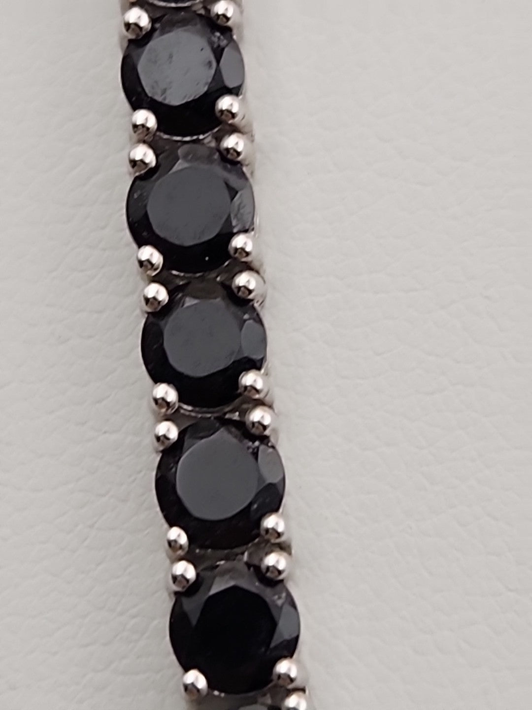 Black Onyx/Sterling Silver 18" Tennis Necklace