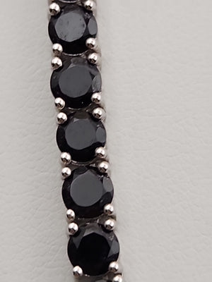 Black Onyx/Sterling Silver 18" Tennis Necklace