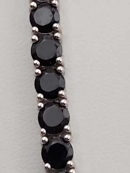 Black Onyx/Sterling Silver 18" Tennis Necklace