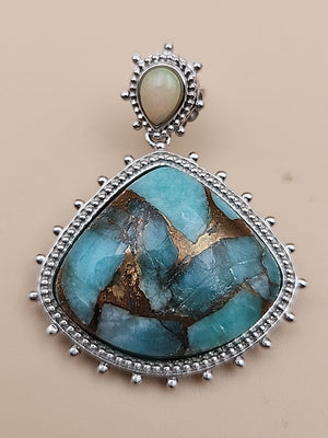 DALLAS PRINCE Amazonite/Opal/Sterling Silver Dangle Earrings