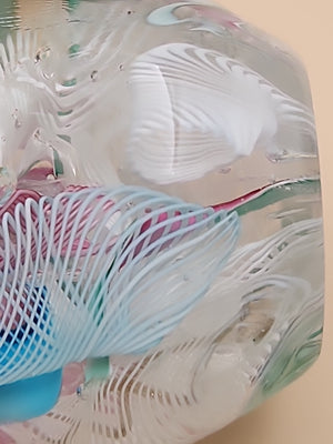 MURANO Italy Fratelli Toso Latticino Millefiori Scramble Pastel Egg Paperweight