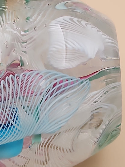 MURANO Italy Fratelli Toso Latticino Millefiori Scramble Pastel Egg Paperweight